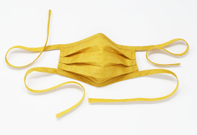 Organic Cotton Face Mask with Flexible Nose and Ties- Goldenrod Yellow