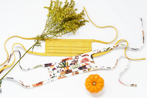 Organic Cotton Face Mask with Flexible Nose and Ties- Copper Autumn Florals