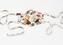 Load image into Gallery viewer, Organic Cotton Face Mask with Flexible Nose and Ties- Copper Autumn Florals
